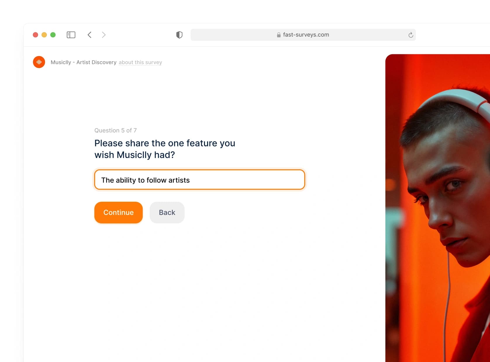 Preview of short text fields in a survey